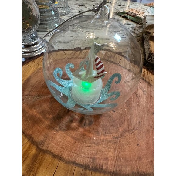 Vtg Nautical Ornament Light-Up Color-Changing Christmas Decoration Glass Globe - Picture 8 of 14